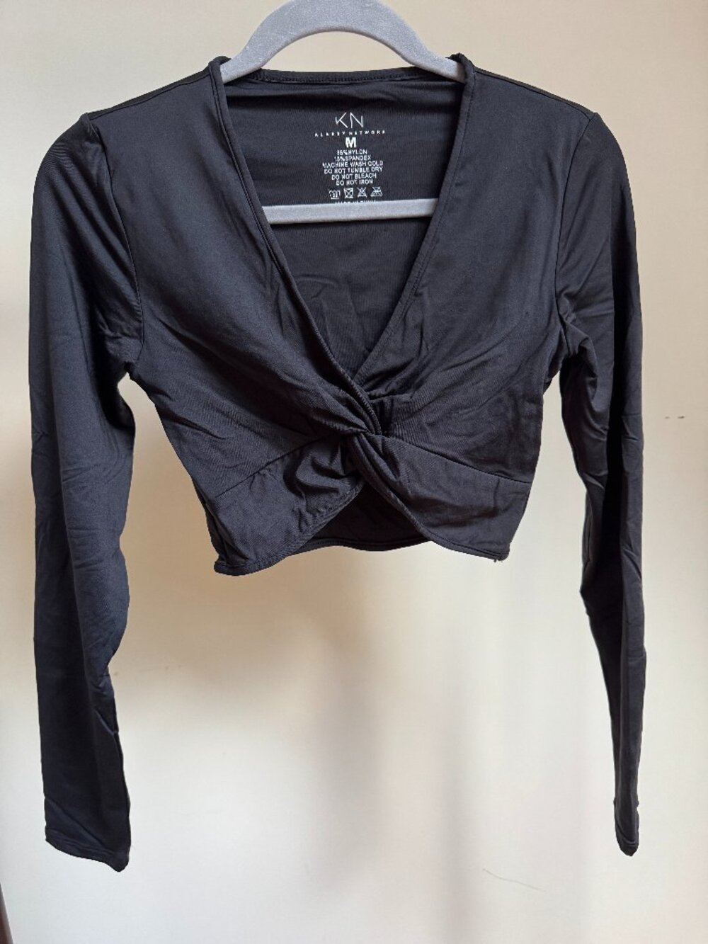 Klassy Network Black Long Sleeve Cropped Top